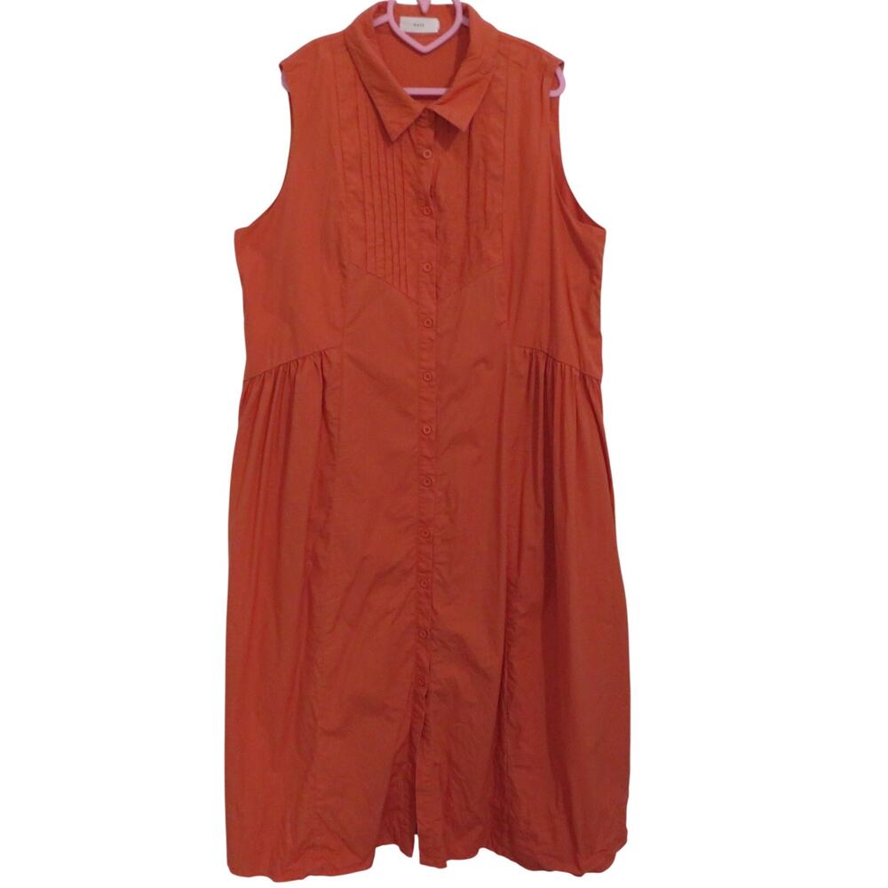 MAYE Women Sz XL Cinnamon Corinne Sleeveless Cotton Poplin Shirtdress A Line